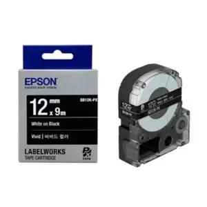 EPSON 라벨 테이프 12mm SD12K 검정 흰색/엡손/앱손/프린터/용지/라벨지/리필/스티커/라벨기/정품/카트리지