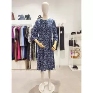 [올리비아로렌] 플라워 프린트 라운드넥 8부 소매 원피스 vocoa4m3241
