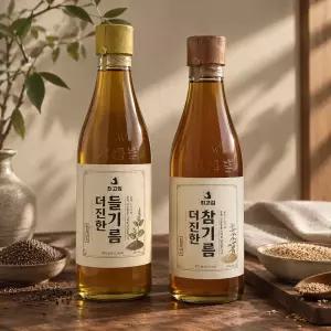 깊은 풍미 더 진한 참기름 350ml 1병+들기름 350ml 1병