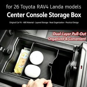 토요타 RAV4 XA60 와일드랜더 2026용 센터 콘솔 암레스트 수납함  이중 레이어 풀아웃 오거나이저  차량 내
