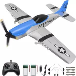 초보자를 위한 6축 자이로가 장착된 AIGIMU 3CH P-51 RC 비행기 바로 비행 가능 듀얼 모터 2단 속도 모드