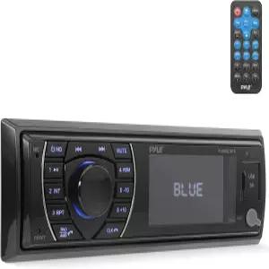 Pyle Bluetooth 해양용 스테레오 수신기 - 12V 싱글 DIN 스타일 보트용 대시보드 라디오 시스템 디지털 LCD