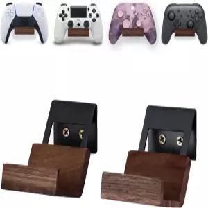 NIRVASH 월넛 컨트롤러 벽걸이 우드 게임 홀더 스탠드 Xbox PS5 리모컨용 나무 행거 및 헤드셋 남성용