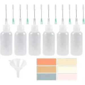 50ml 니들팁 스퀴즈 병 세트 LDPE 디스펜싱 접착제 페인트 DIY 공예 윤활용) 깔때기 및 라벨 포함