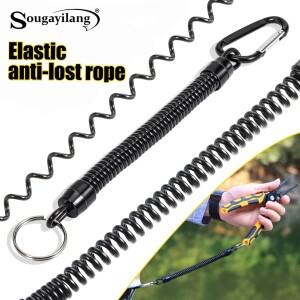 Sougayilang 안티 분실 낚시대 Roperaw 3pcs 21cm 개폐식 코일 테더 및 카라비너 유지 로프 도구