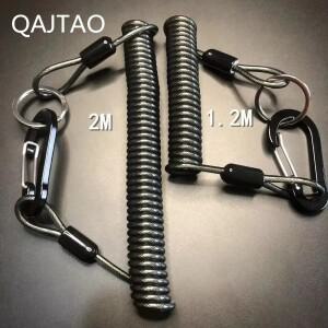 QAJTAO Lost Rope 1.2m/2m 탄성 롤 키 걸이용 로프 스틸 와이어 스프링 낚시
