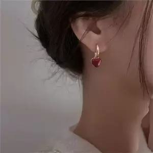 러블리 여성 귀걸이 하트 링 귀걸이 데일리 원터치 심플 선물용