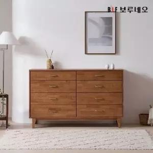 앳홈 몽베르 러버우드 원목 4단 1500 와이드 서랍장(엔틱 손잡이)