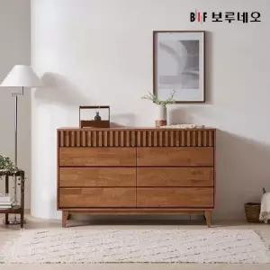 앳홈 몽베르 러버우드 원목 4단 1500 와이드 서랍장(핸드리스)