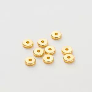 50 개/몫 14K/18K 골드 컬러 도금 황동 4mm 5mm 6mm 라운드 스페이서 비즈 DIY 쥬얼리 액세서리 플랫 팔찌
