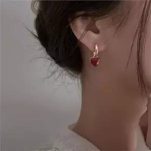 러블리 여성 귀걸이 하트 링 귀걸이 데일리 원터치 심플 선물용-WFQYCMC