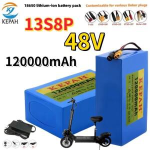 48V 13S8P 120Ah 18650 충전식 리튬이온 배터리 팩 바이크 오토바이 스쿠터 자전거용 고출력 BMS 포함