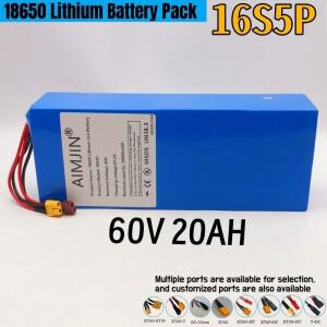 바이크 오토바이 스쿠터 자전거용 리튬 배터리 팩 BMS 포함 모터 16S5P 60V 20AH 1000W 1500W