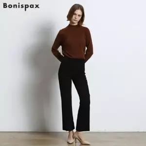 [보니스팍스(Bonispax)] 세로 절개 핀턱 저지 부츠컷 슬랙스 (택가격 109000원)