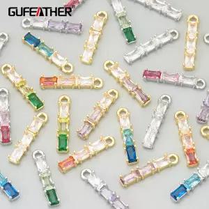 GUFEATHER6 개/몫MG09보석 액세서리18k 골드 로듐 도금 구리 지르콘 손으로 만든 매력 diy 펜던트 보석 만