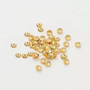 100 개 5/6mm 14K/18K 골드 도금 황동 웨이브 플라워 비즈 캡 엔드 DIY 팔찌 쥬얼리 만들기 용품