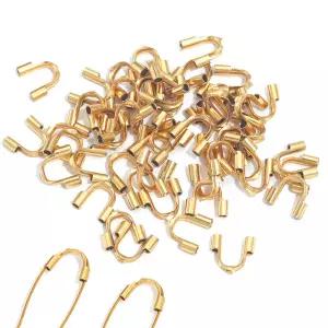 50pcs 스테인레스 스틸 18K 골드 도금 와이어 프로텍터 가드 가디언 루프 U 모양 걸쇠 커넥터 Diy 쥬얼리