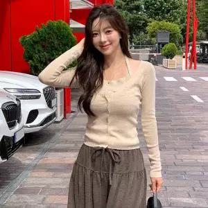 [미나그램] 아몬트 홀터넥나시+가디건세트