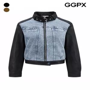 GGPX데님 배색 차이나 페이크 레더 자켓 GQ8JK028F