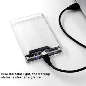2.5인치 투명 HDD 외장 케이스 SATA to USB 2.0 타입-C 어댑터 휴대용 SSD 하드 드라이브 박스 공구 불필요