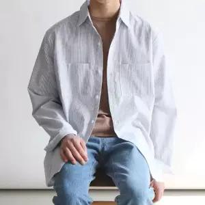 플레이마틴 에이들 시어서커 오버 포켓 셔츠 스트라이프 남방