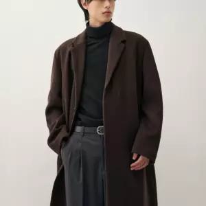 [매장정품] 드로우핏 프리미어 퓨어 캐시미어 히든 싱글 코트 [CHESTNUT BROWN]