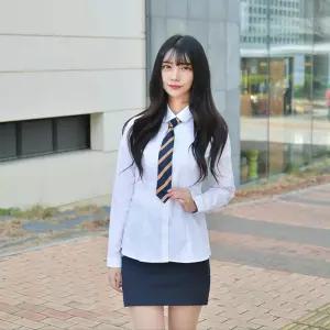 교복몰 프리미엄 여성 둥근카라 교복 셔츠 그레이체크.