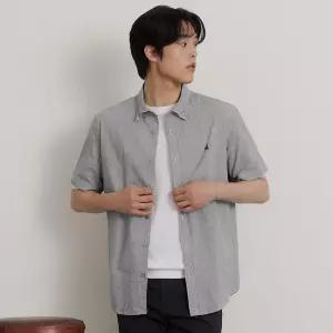 백화점 빈폴 멘 26시어서커 마이크로 깅엄 반소매 셔츠 - 블랙 BC6465C425