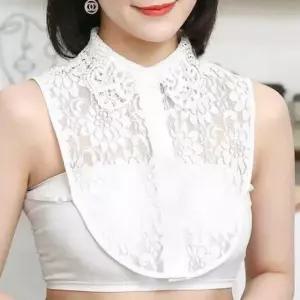 레이스 넥카라 블라우스 페이크케이프