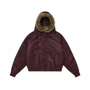 데프가먼츠 DEFGARMENTS MA1 HOOK FUR JACKET WINE