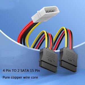 4핀 IDE 몰렉스 - 2개의 Sata/SATA 15핀 SATA 15핀/SATA 전원 HDD 분배기 커넥터 케이블(PC용)