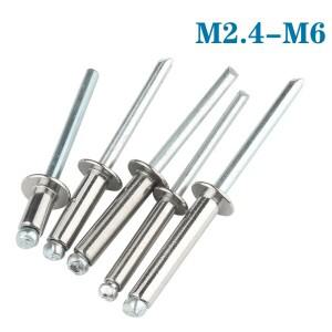 10-50Pcs 팝 리벳 알루미늄 M2.4 M3.2 M4 M4.8 M5 M6 돔 헤드 블라인드 스틸 생크 맨드릴 배기 풀 네일