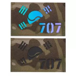 멀티캠 원단 홀로 반 태극기 707 패치 와펜 오로라 반사 e-W97B699