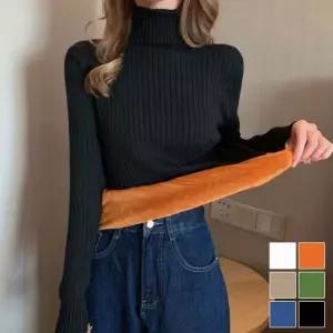 하이넥 데일리 티 목폴라 여자 이너 골지 니트 겨울