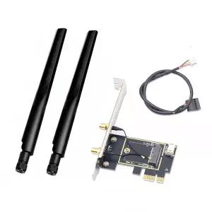 NGFF M.2 WiFi 블루투스 카드 AX210 AX200 용 2x 6DBi 안테나가있는 PCI Express 무선 어댑터 변환기에