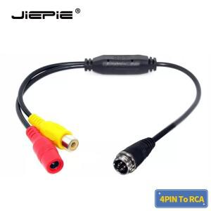 JIEPIE M12 항공 헤드 4Pin 남성 RCA/DC 여성 4 핀 RCA 어댑터 연장 케이블 CCTV 모니터 자동차 후면 백업