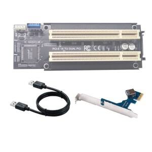 PCI-E to 2 x 어댑터 케이블 x1 라이저 카드 확장 드라이버 변환기 없음