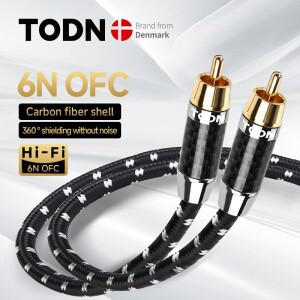 TODN 디지털 오디오 코액셜 케이블 75Ω 고급 RCA to 남성 스테레오 스피커 하이파이 서브우퍼 AV TV