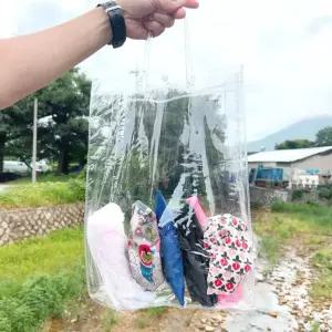 PVC 손잡이 가방 30X40X10 투명 사이즈 백