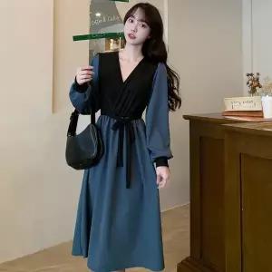 [샵앤] 여성 허리잘록 하체커버  모임룩 A라인 롱원피스 WON-WDR-WFFNNUW