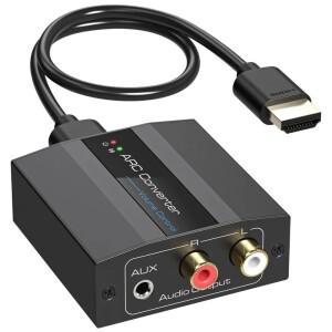 HDMI ARC 변환기 4K@60Hz 오디오 추출기(HDTV 사운드바 스피커 증폭기 VPFET용 3.5mm 및 L R 스테레오 포함