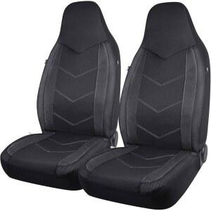 PIC AUTO 카시트 커버 - 하이백 프론트 스포츠 카본 파이버 및 메쉬 디자인 시트 커버 자동차용 대부분 차량에 범용 장착 가능 에어백 호환 (블랙)
