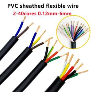 26 24 22 20AWG 2 3 4 5 6 10 8 12 14 16 코어 PVC 피복 구리선 도체 전기 RVV 케이블 검정색 연질 와이어