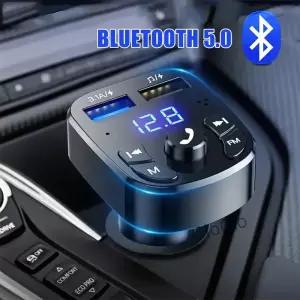 차량용 핸즈프리 블루투스 호환 5.0 FM 송신기 키트 MP3 변조기 플레이어 오디오 수신기 2 USB 고속 충전기