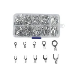 200/320Pcs 10 in 1 터미널 비절연 링 포크 U 형 황동 분류 키트 케이블 와이어 커넥터 압착 스페이드