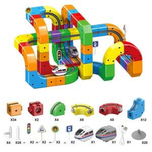 51/81/123PCS 마법의 트랙 기차 USB 충전식 3D 빌딩 큐브 레일 STEM 교육용 키덜트 크리스마스 특별한 수집