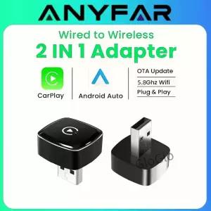 2026 애니파 2 in 1 무선 카플레이 어댑터 안드로이드 오토 5Ghz WiFi USB 플러그 앤