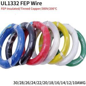 5M/10M PTFE 와이어 30/28/26/24/22/20/18/16/14/13/12/10AWG UL1332 FEP 플라스틱 절연 고온 전자 구리 케