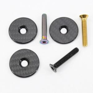 자전거 광택 매트 3K 전체 탄소 섬유 줄기 커버 헤드셋 카본 탑 캡 티타늄 볼트 M6x35mm