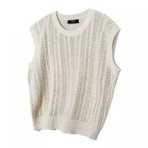 TRILLION 와플 펀칭 니트 베스트 (LIGHT BEIGE)TRSKN17BE